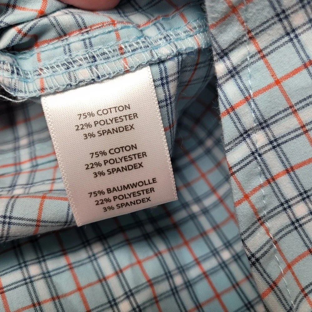 Noble Outfitters Shirt Mens XXL Blue Plaid Excellent Short Sleeve Button Down